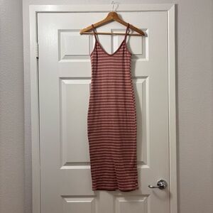 Wild Fable Pink and White Striped Midi Dress